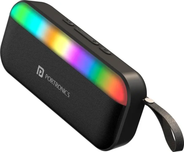 Portronics Plugs 3 15W Portable Bluetooth Speaker, Inbuilt Mic, Dynamic RGB Light, BT 5.3V 15 W Bluetooth Speaker  (Black, Mono Channel)