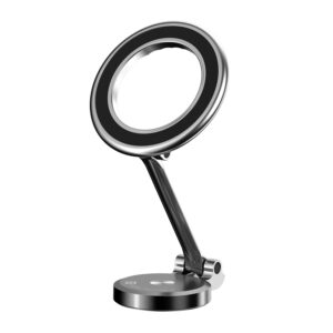 Portronics Mogun 3 Magnetic Car Phone Holder with 360° Rotation Base, Strong Magnets, Angle & Height Adjustable, 180° Pivot, Adhesive Base, Metal Alloy Build (Silver)