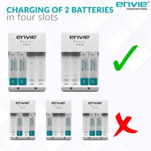 ENVIE® (ECR-20) Beetle Wall Charger for AA & AAA (Ni-MH/Ni-CD) Rechargeable Batteries with LED Indicators, Charge 2 or 4 Batteries at a Time