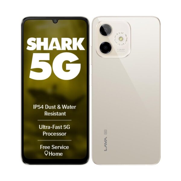 Lava Shark 5G (Steller Gold, 4GB RAM, 64GB Storage) |Bigger 6.75" HD+ Notch Display | Octacore 5G Processor | 13 MP AI Camera |5000 mAh Battery| IP54 Rated Dust & Water Splash Proof