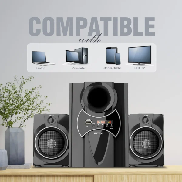 Intex Speaker 2.1 Bluetooth Home Theater System with Powerful Bass, 55W Multimedia Speaker with FM, USB, AUX and Remote Control, Ideal for TV, PC and Mobile (2100 PRO FMUB) - Image 4