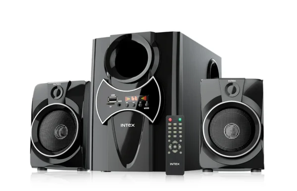 Intex Speaker 2.1 Bluetooth Home Theater System with Powerful Bass, 55W Multimedia Speaker with FM, USB, AUX and Remote Control, Ideal for TV, PC and Mobile (2100 PRO FMUB)