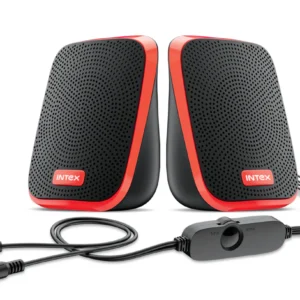 Intex IT-120 2.0 Channel Desktop Speaker with 10W Powerful Sound, USB Powered, 3.5mm Jack, in-Line Volume Control, Loud & Compact Design, Portable for Laptop, Computer, Mobile