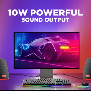 Intex IT-120 2.0 Channel Desktop Speaker with 10W Powerful Sound, USB Powered, 3.5mm Jack, in-Line Volume Control, Loud & Compact Design, Portable for Laptop, Computer, Mobile
