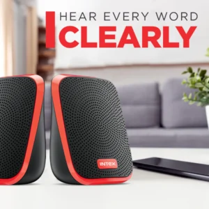 Intex IT-120 2.0 Channel Desktop Speaker with 10W Powerful Sound, USB Powered, 3.5mm Jack, in-Line Volume Control, Loud & Compact Design, Portable for Laptop, Computer, Mobile