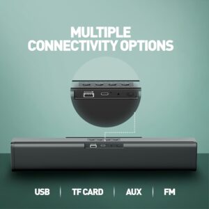 UBON Thunder SP80 Wireless Sounbar, 16 W Powerfull Sound Output, Multiple Connectivity Modes, 10HRS Playtime, Bluetooth Sound Bar, Soundbar Speaker (Black)