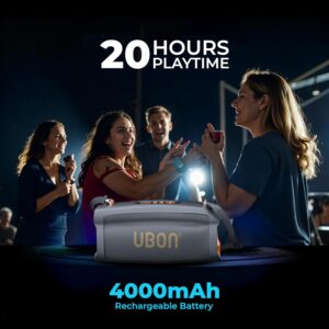 UBON 30 Watt Wireless Party Speaker (SP-85) with 20 Hours Long Playtime | 4000 mAh Battery, Surround Sound, Multple Connectivity - TF Card, BTV5.3, Aux, Built in FM Radio (Black)