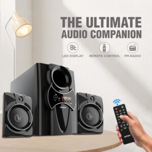 Intex Speaker 2.1 Bluetooth Home Theater System with Powerful Bass, 55W Multimedia Speaker with FM, USB, AUX and Remote Control, Ideal for TV, PC and Mobile (2100 PRO FMUB)