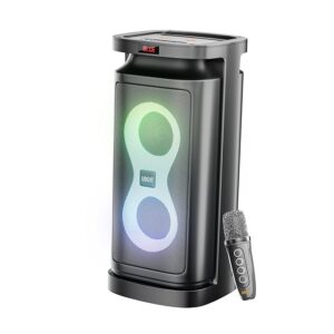 UBON Rockstar SP-38 30W Bluetooth Party Speaker with Wireless Mic | Karaoke Mode | 10-Hour Battery | RGB Lights | Remote Control | Multi Connectivity Mode (Black)