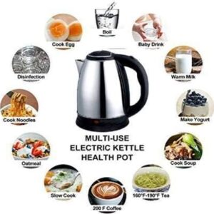 Scarlett Kettle,electric kettle Stainless Steel Electric Scarlett Kettle Multipurpose Tea Coffee Maker Heater Water Boiler Tea Pot with Heat Resistance Handle 2 Liter