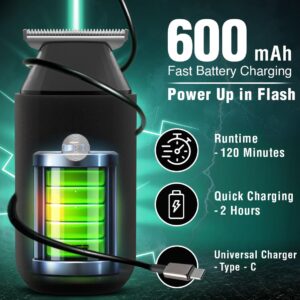 VGR Pocket Beard Trimmer for Men, Mini Travel Trimmer with Compact Travel Design & Travel Lock, 7000 RPM High-Speed Motor, 120 Min Runtime, Type-C Charging, Self-Sharpening Blades,3 Comb Attachments|