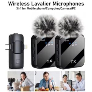 F15 Pro Dual Wireless Microphone | Noise-Cancelling Lavalier Mic for iPhone & Type-C Devices, Clear Audio for Vlogging & Interviews
