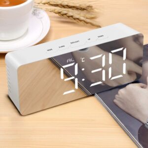 Digital Smart Backlight Alarm Clock with Automatic Sensor, Mirror Alarm Clocks for Bedroom, Date & Temperature Indoor Multifunctional Alarm Clock for Student Bedroom Home and Office (Mirror Clock)