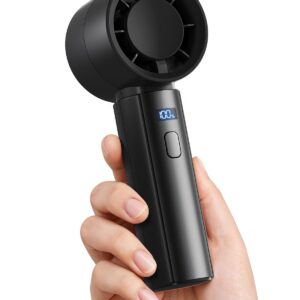 Small Handheld Personal Fan, Powerful High Speed Turbo Cooling, 4000mAh USB Rechargeable Battery Powered Mini Portable Fan for Travel, Outdoor Essentials