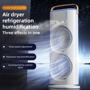 USB Rechargeable with LED Light Cooler, Tower Air Coolers & Remote Control,Water Tank,Table fan for Home,Office (B - White)