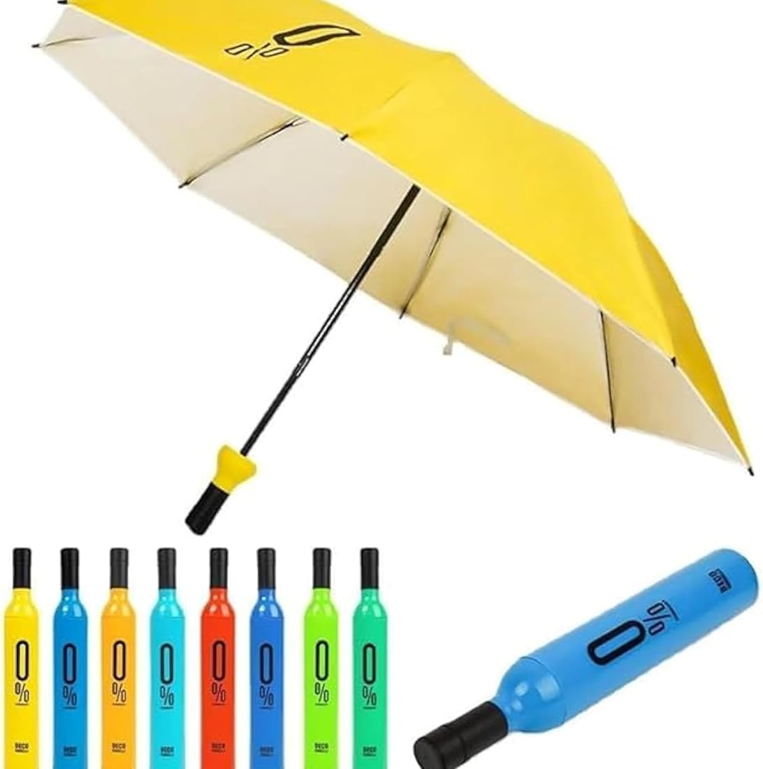 DECO Wine Bottle Shaped Folding Umbrella