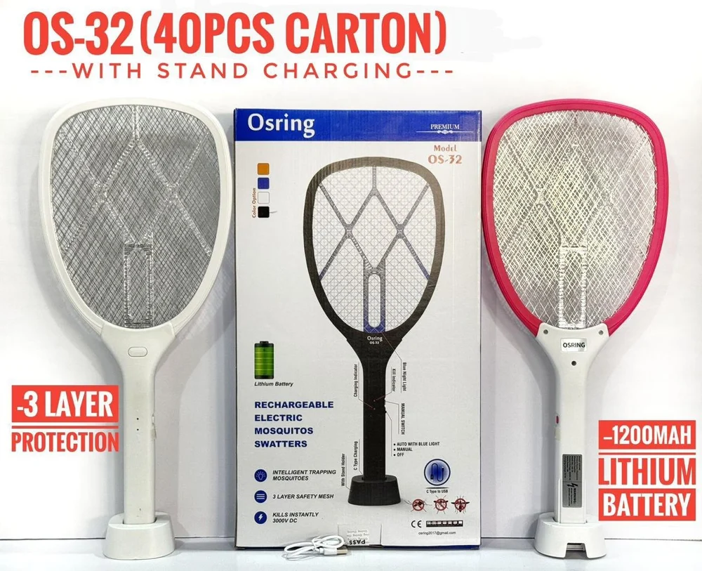 OS - 32 Rechargeable Electric Mosquitos Swatters