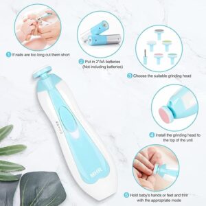 Baby Nail Trimmer New Born with Lights | Electric Baby Nail Cutter 0-6 Months with Multiple Filer Heads Adjustment | New Born Products (Pack of 1, Multicolor)
