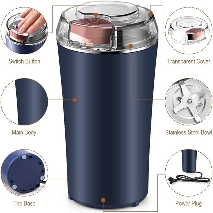 Coffee Grinder Electric Dried Spice and Coffee Grinder-and Chopper Crusher for Home Detachable Cup diswash Free Blade Cup Made with stainless Steel Push Button - Image 3