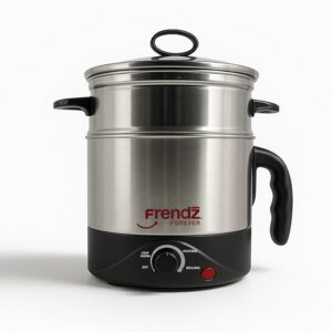 Frendz Forever Multi Kettle Stainless Steel Electric for Cooking 1.5L 600W | Electric Kettle for Travel | Multi Cooker with Steamer & Egg Tray Attachment | Multi Cook Kettle for Egg, Noodle (Silver)