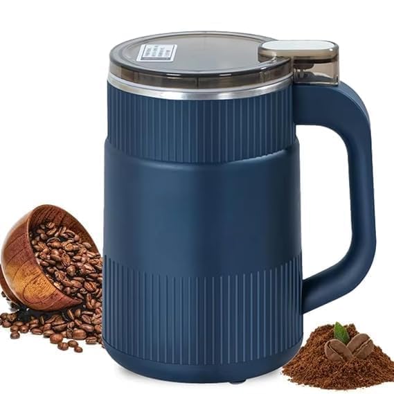 Portable Electric Grain Grinder Machine | Stainless Steel Dry Spice & Coffee Grinder | Multifunction Mini Flour Mill for Cereals Nuts Seeds | Compact Kitchen Grinder with Lid