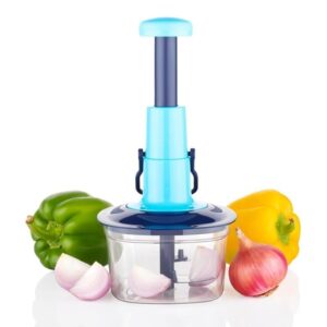 Pro Push Chopper, Manual Food Processor with 500ml Container, Blue Navy, Premium Vegetable, Fruit, Salad, Nut Chopper