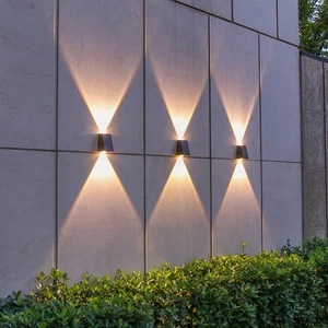 Solar Outdoor Wall Lights Up and Down 2 LED Outdoor Lamp Solar Wall Lights,IP65 Waterproof Patio Wall Light, Solar Exterior Lights for House Garage Garden (Warm White) Plastic