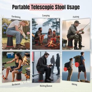 Outdoor Portable Folding Stool, Camping, Hiking, Fishing, Picnic Chair Seat Table, Round Foldable Stool for Kids Adults Home, Office, Garden, Traveling