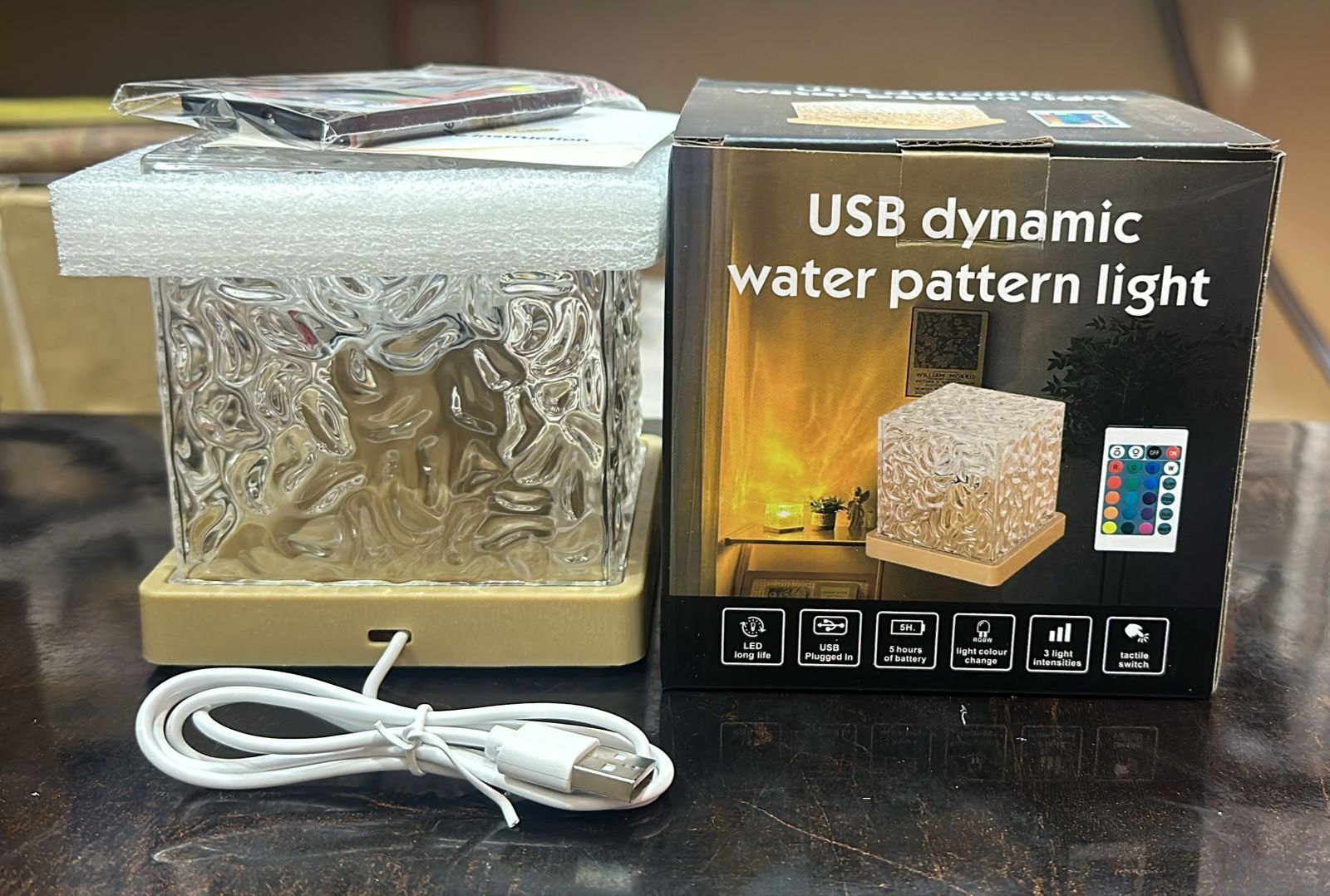 shivlax USB Dynamic Water Pattern Light | RGB LED Night Lamp with Remote & Touch Control Table Lamp