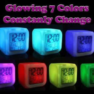 Color Changing Multicolor Clock Digital LED Alarm Clock for Home Desk Night Table with Temperature/Day/Month/Date/Time/Alarm | Gift for Brother, Sister (Color Changing Clock)