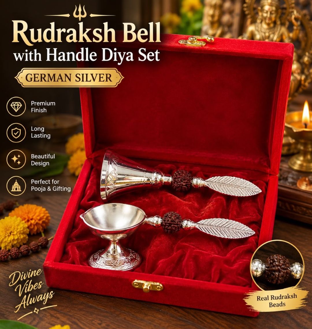 Rudraksh Bell & Handle Diya Set