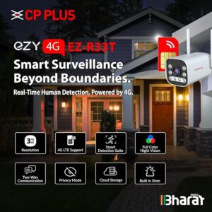 CP PLUS EZ-R33T 3MP Outdoor Bullet CCTV Camera, 4G SIM-Based Wireless Security Camera With IR Night Vision 30M
